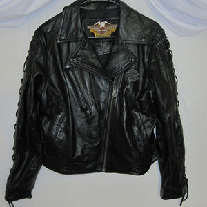 Womens Black Leather Harley Davidson Riding Jacket